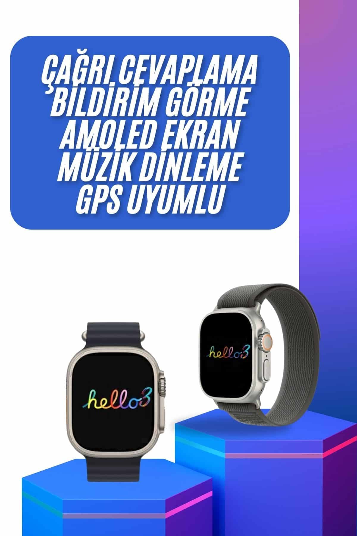 Yeni Nesil 3 Kordonlu Kol Saati 49 MM Amoled Ekran Akıllı Saat 3