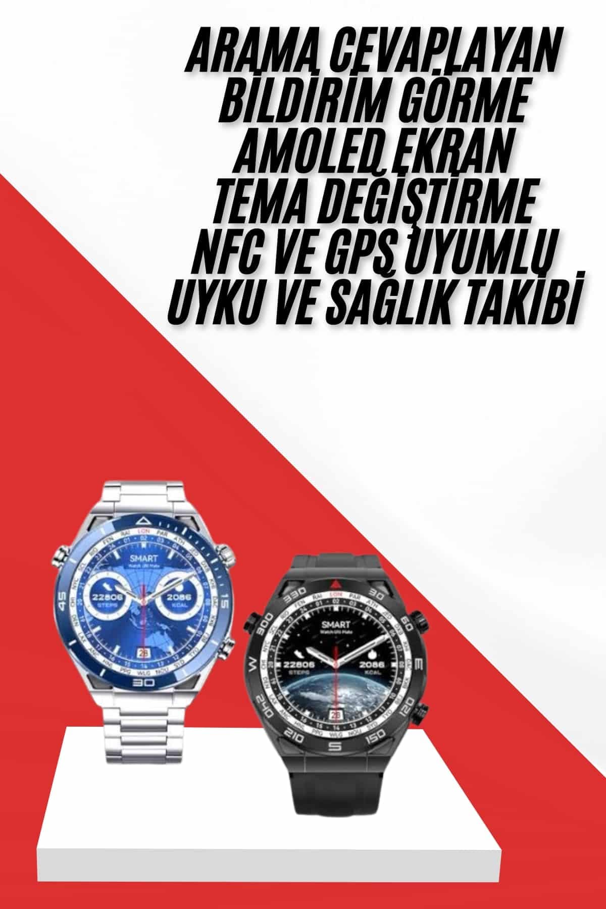 Akıllı Saat 1.62 İnç Ultimate Nabız Sensörlü Sesli Görüşme Yapabilen 3
