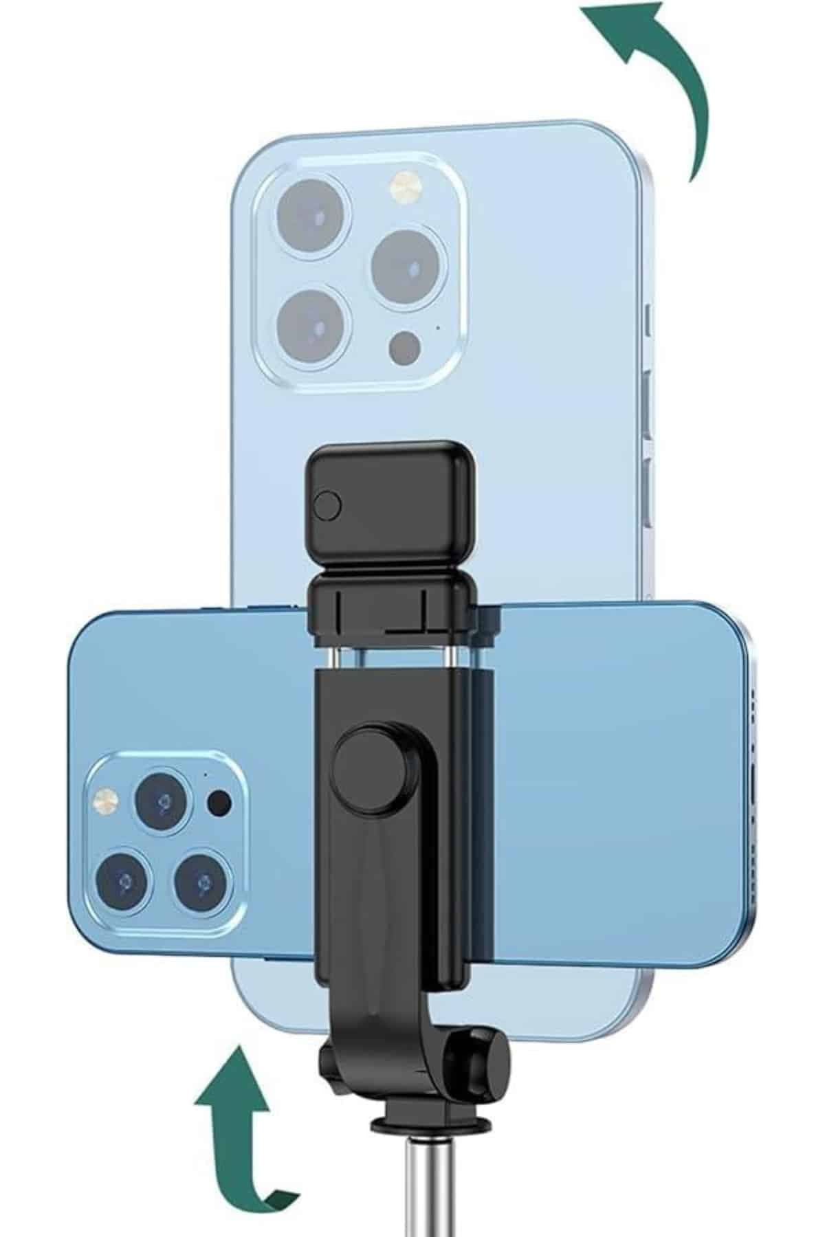 Tripod Selfie Çubuğu Bluetooth Kumandalı Kablosuz Led Işıklı 3