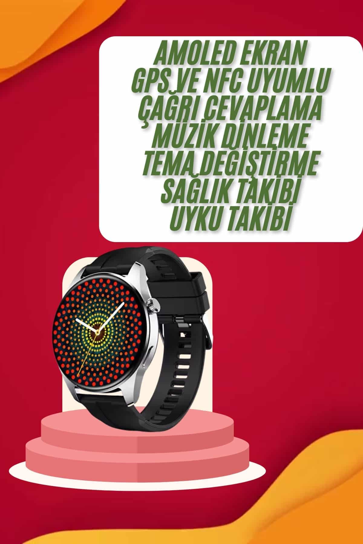 Yuvarlak Kasa 46mm Akıllı Saat Android Ve IOS Uyumlu Uyku ve Sağlık Takibi 3
