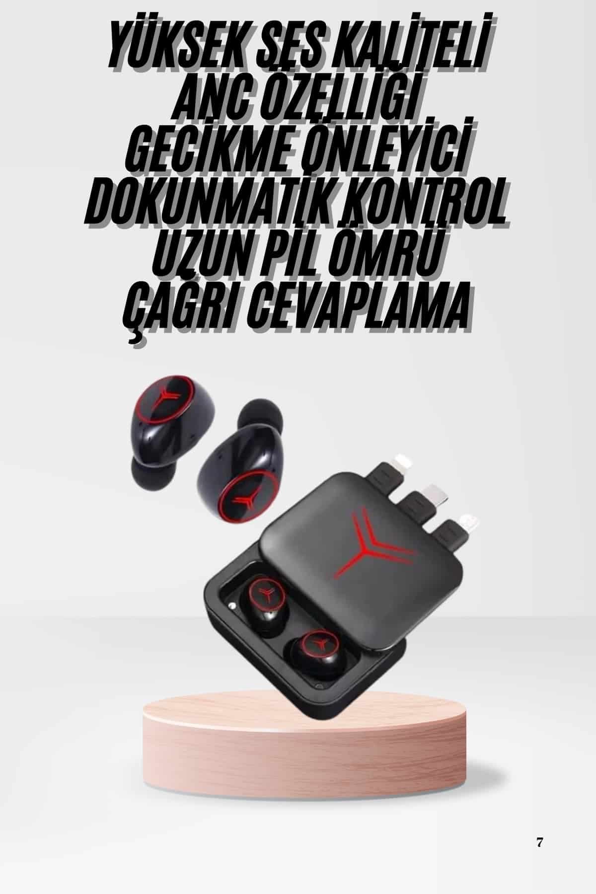 Kablosuz Şarj Göstergeli Powerbank Özellikli Bluetooth Kulaklık Çağrı Cevaplayabilen 3