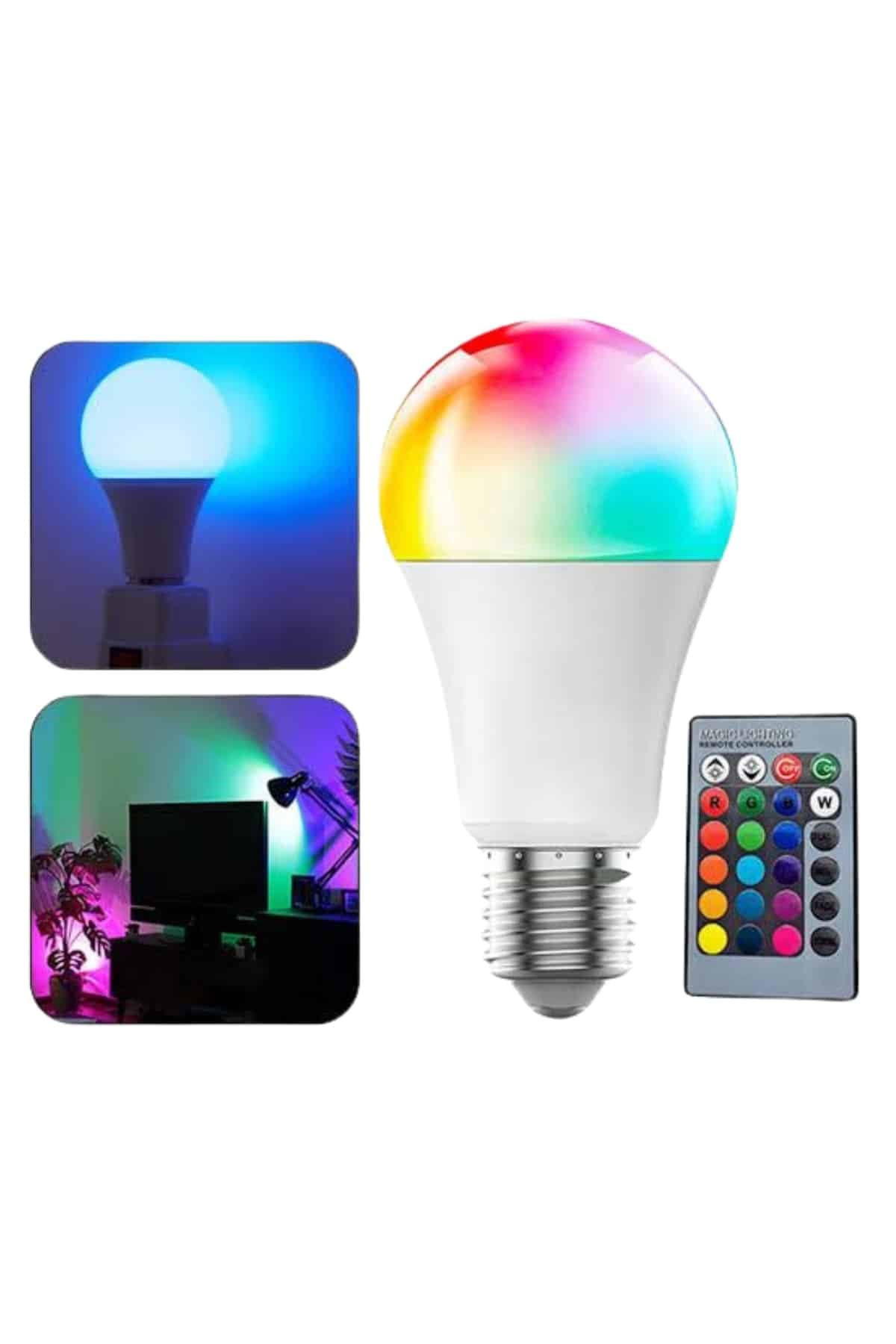Akıllı RGB Led Ampul Led Uzaktan Kumandalı Renk Değiştiren Ampul 3