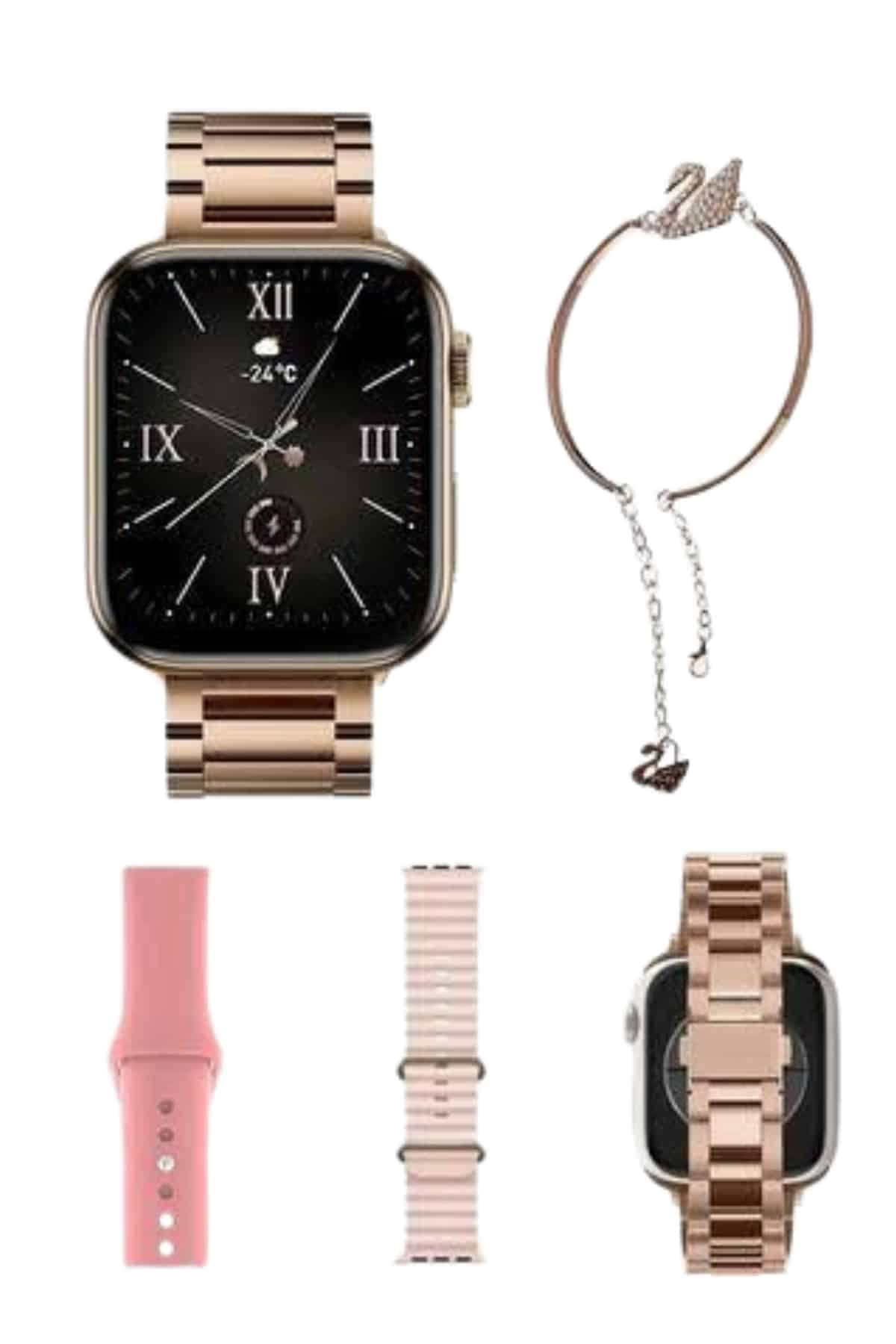 Yeni Nesil Kadın Akıllı Saat Rose Gold Android ve İos Uyumlu 4