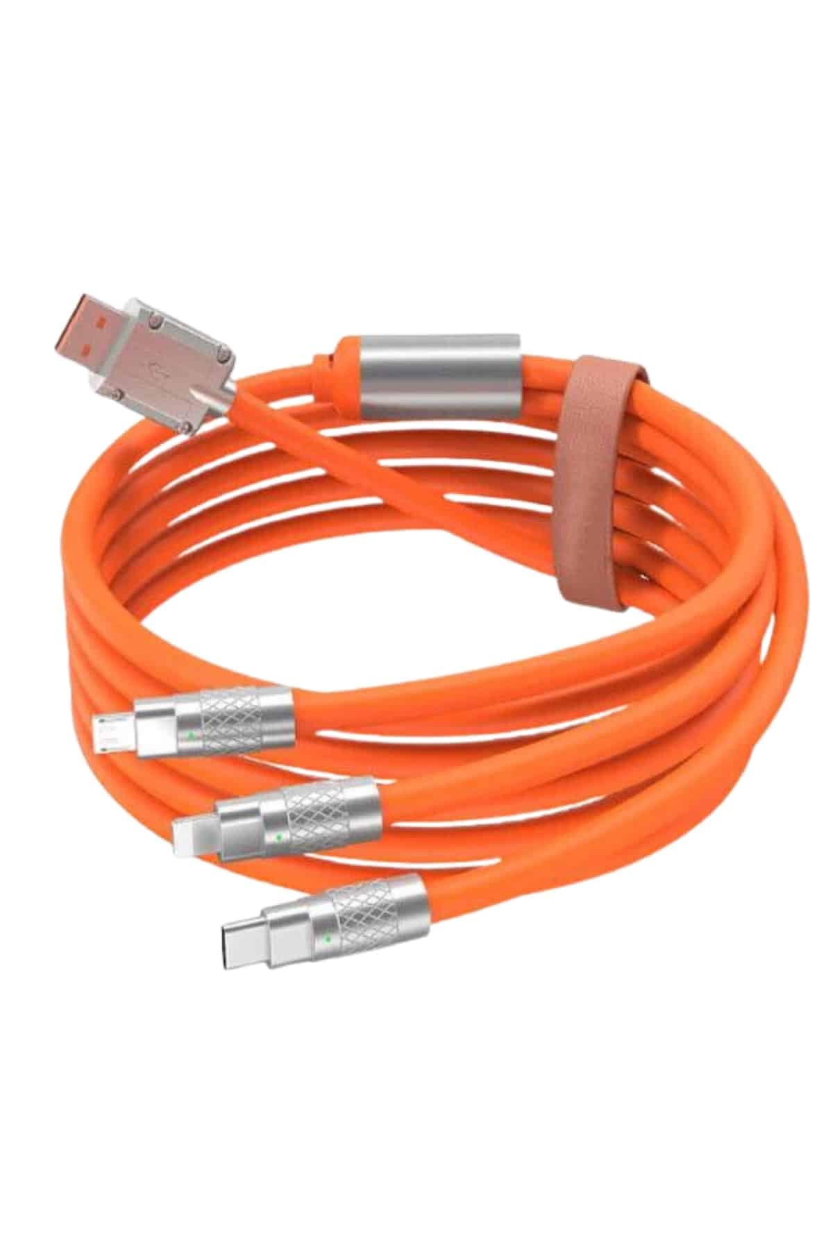 Çoklu Şarj Kablosu USB Type-C iOS Uyumlu 120W Hızlı Şarj 180 Derece Rotasyonlu 4