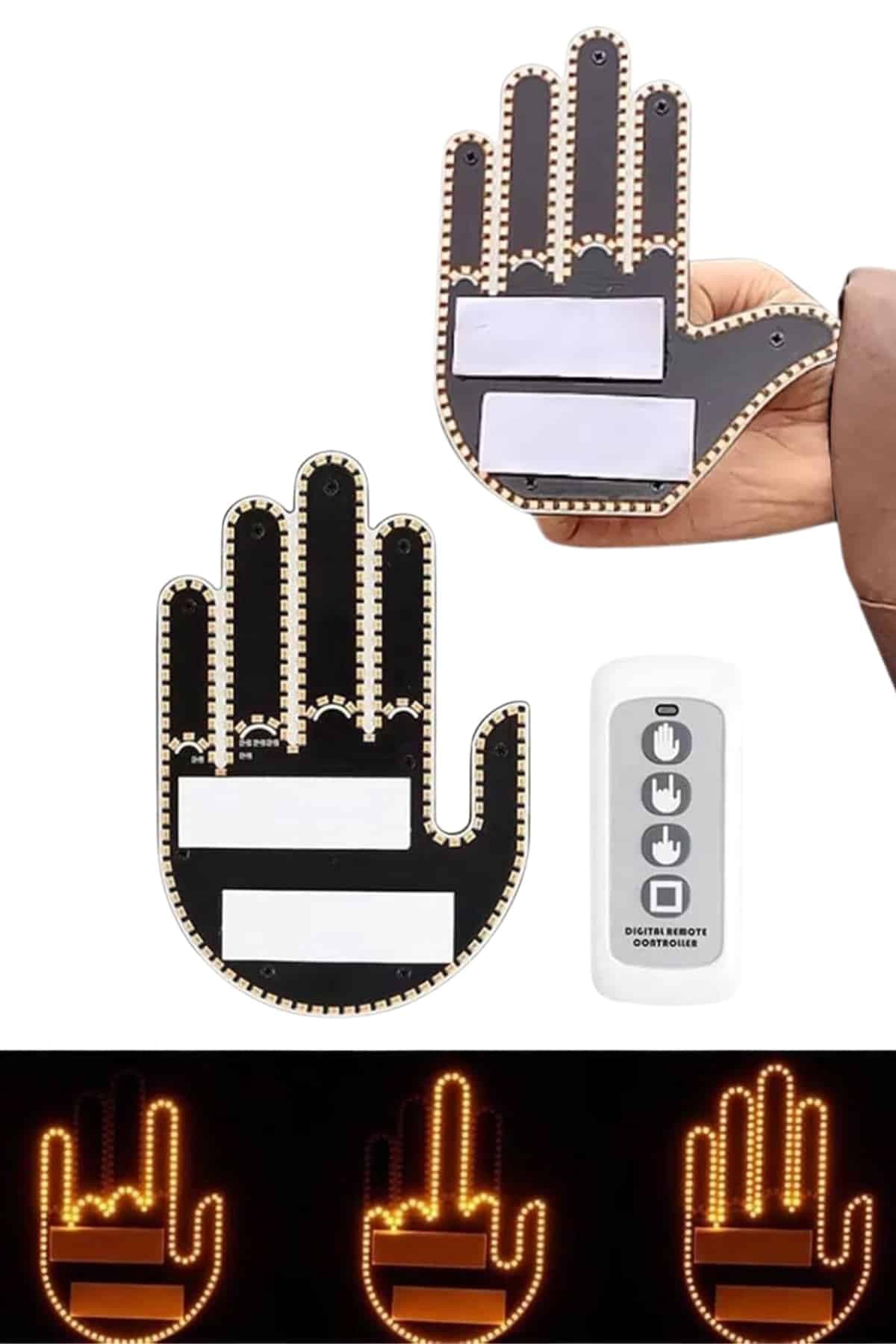 Kumandalı El Led Araba İçi 4 Farklı Mod El Orta Parmak Led 4