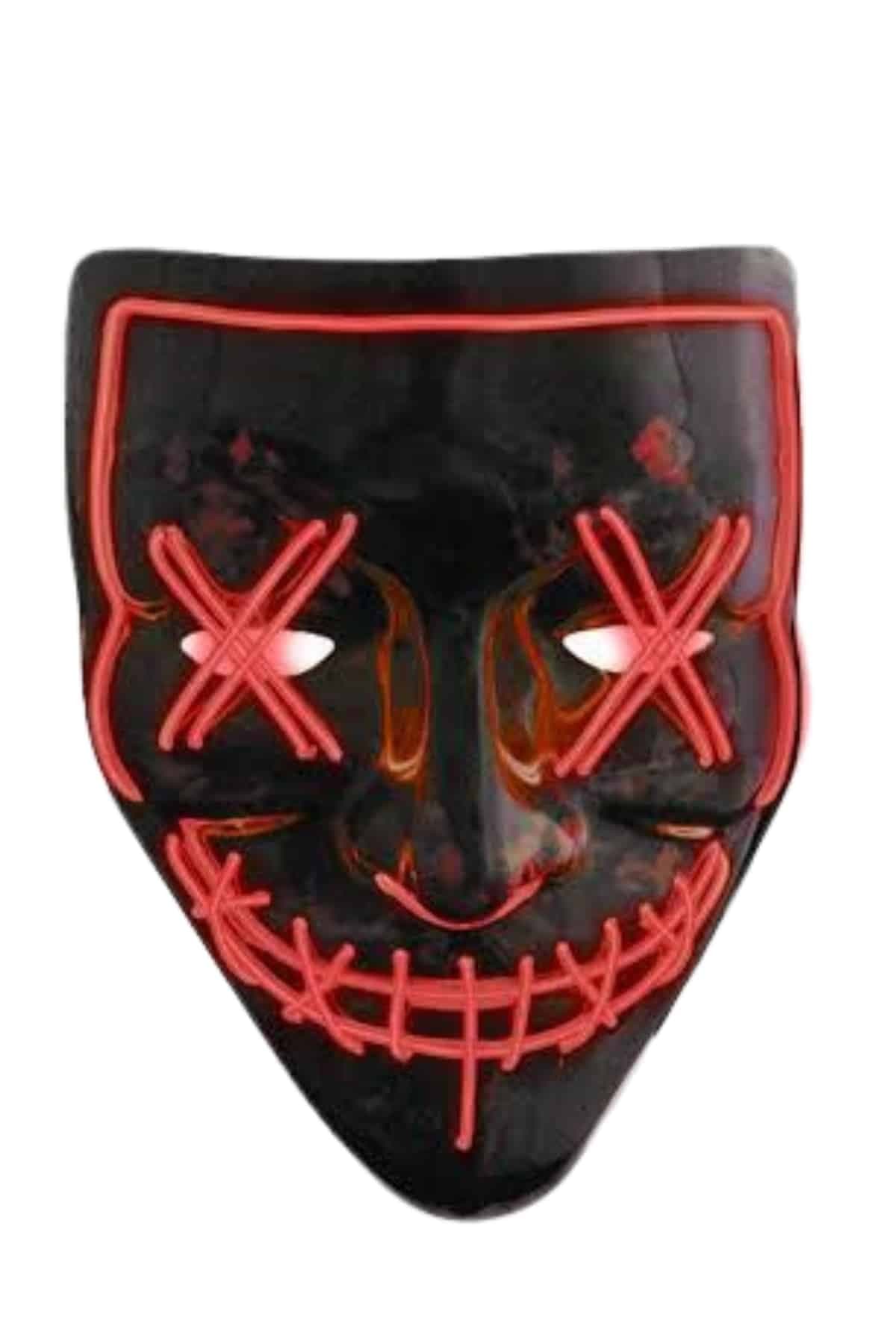 Hallowen Parti Maskesi Neon Led Işıklı Maske 3 Modlu Cadılar Bayramı Maskesi 4