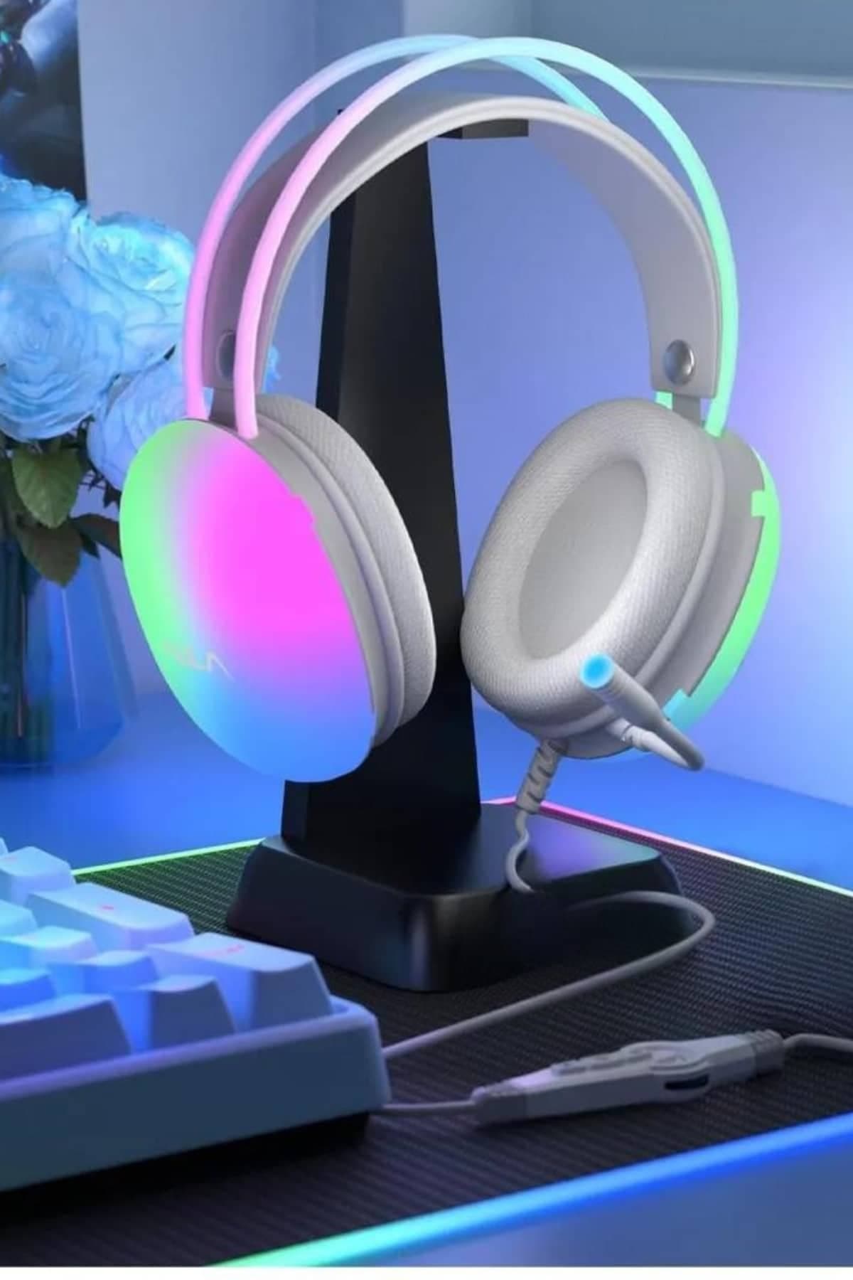 Kulak Üstü Kablosuz Bluetooth Kulaklık Unısex Renkli Işıklı Kulaklık 4