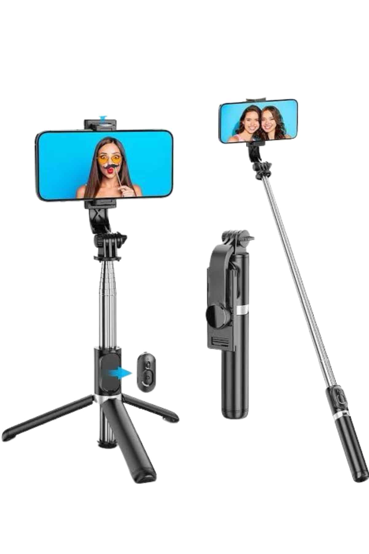 Tripod Selfie Çubuğu Bluetooth Kumandalı Kablosuz Led Işıklı 4