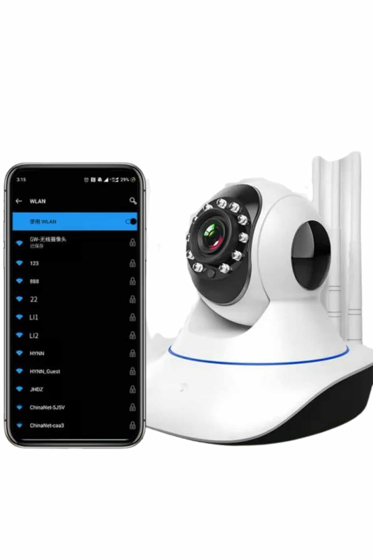Akıllı Gece Görüşlü Sensörlü Wifi Kamera Telefondan Takip Edilebilir 4