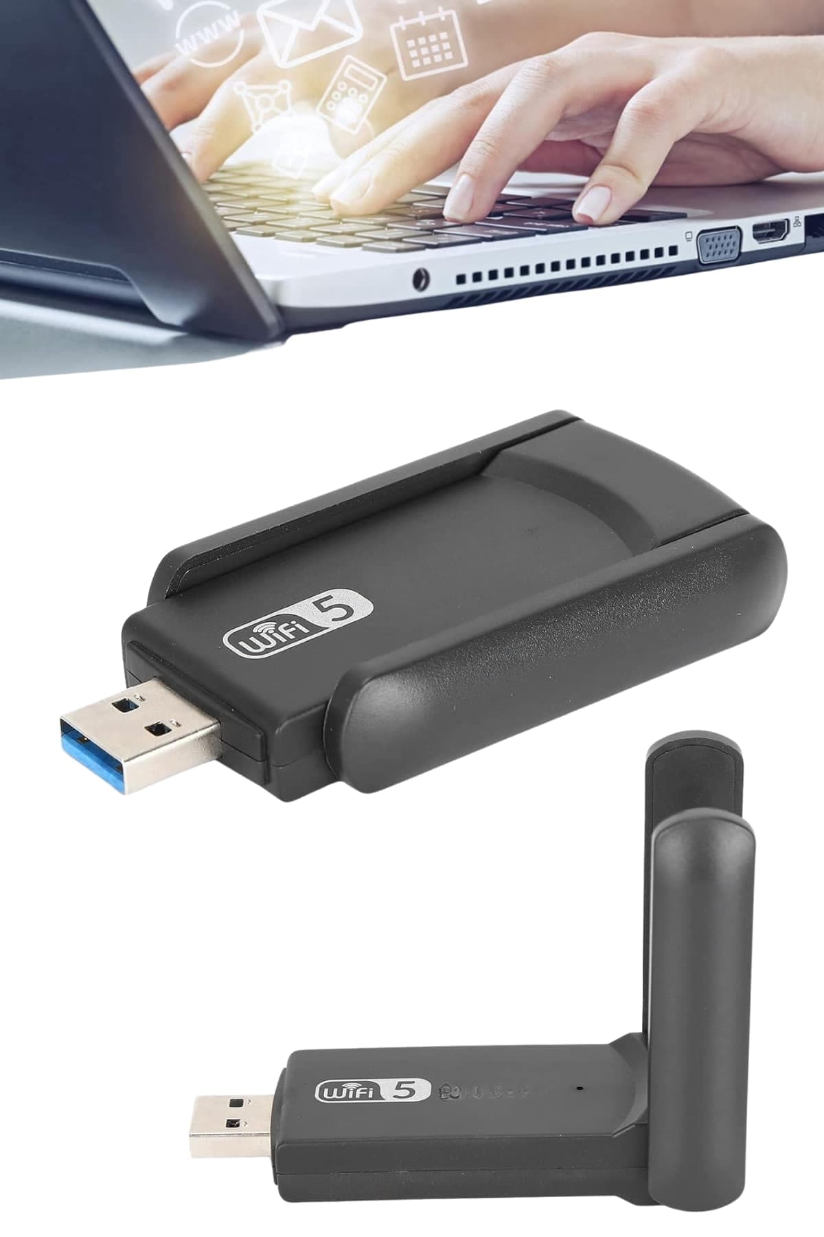 Wifi Adaptörü Bt5.0 Wifi 2'si Bir Arada Çift Bantlı Çift Anten 5