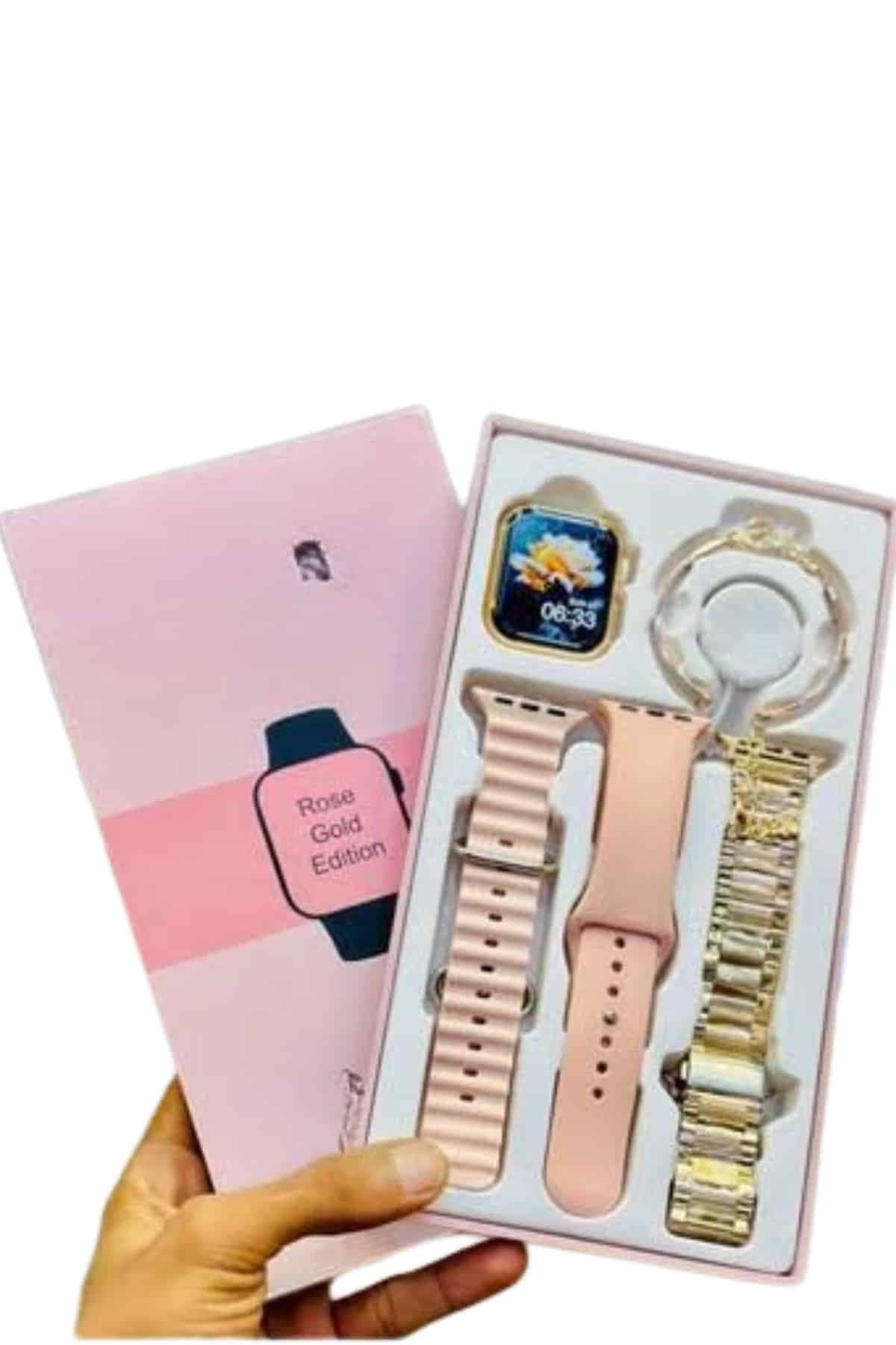 Yeni Nesil Kadın Akıllı Saat Rose Gold Android ve İos Uyumlu 5