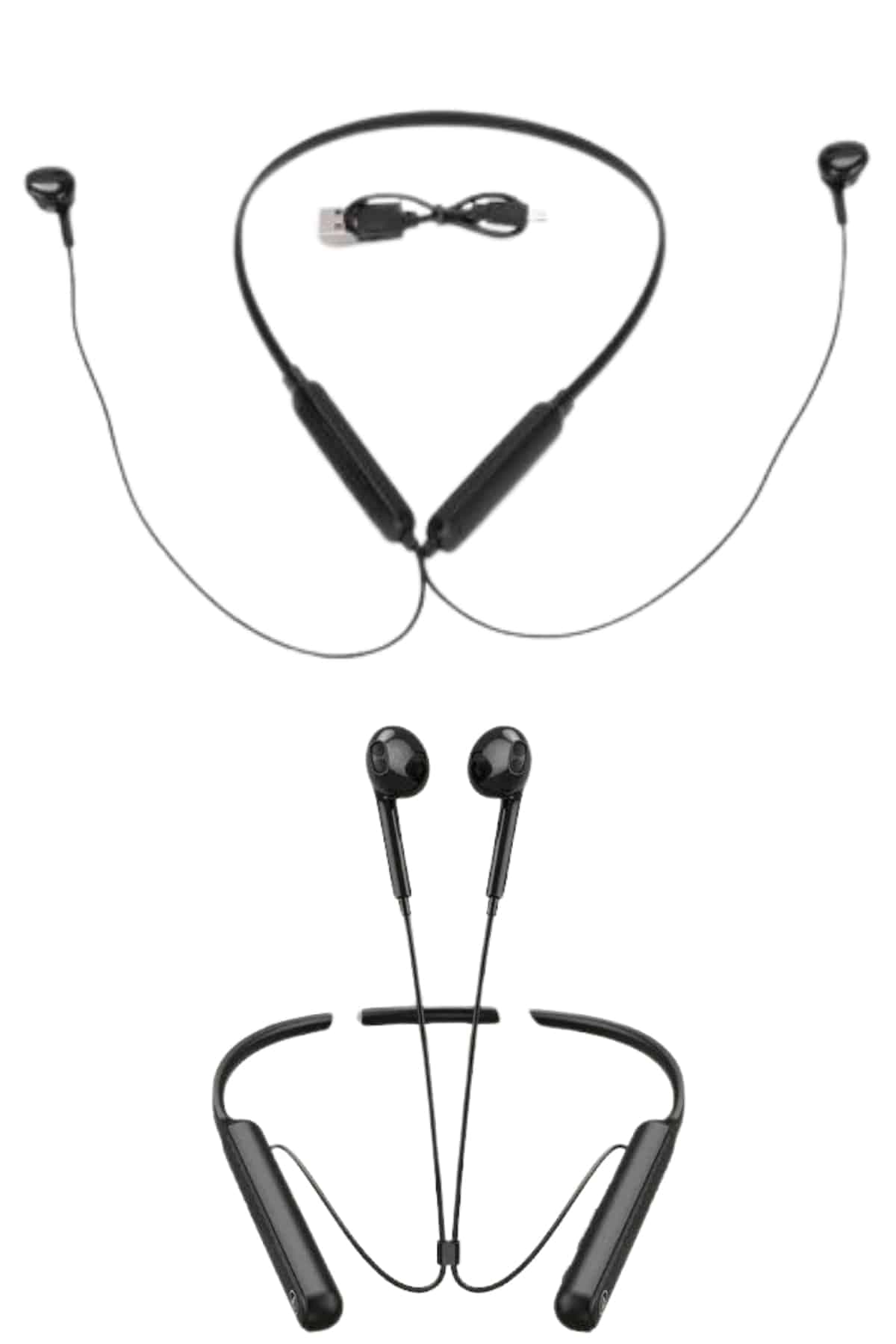 100 Saat Kablolu Boyun Askılı Dijital Göstergeli Bluetooth Kulaklığı 5