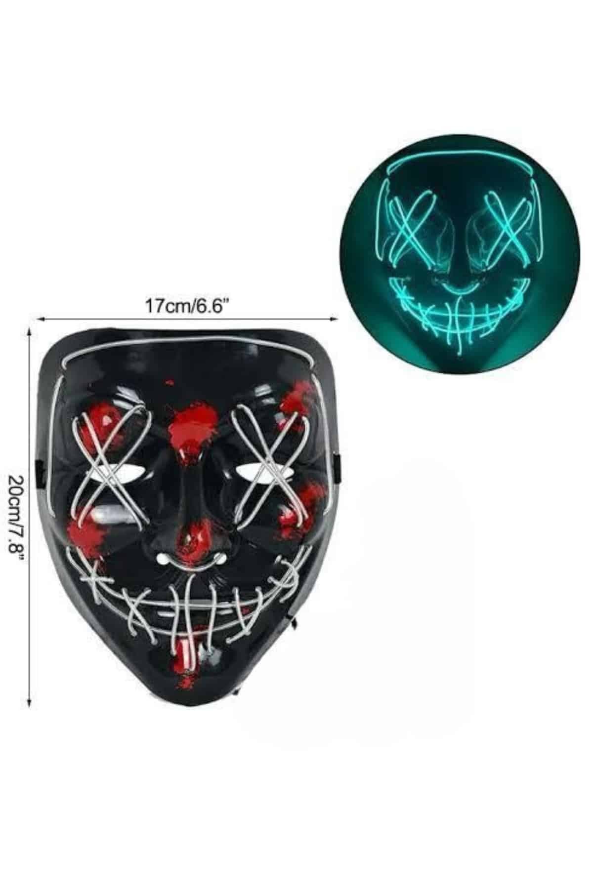 Hallowen Parti Maskesi Neon Led Işıklı Maske 3 Modlu Cadılar Bayramı Maskesi 5