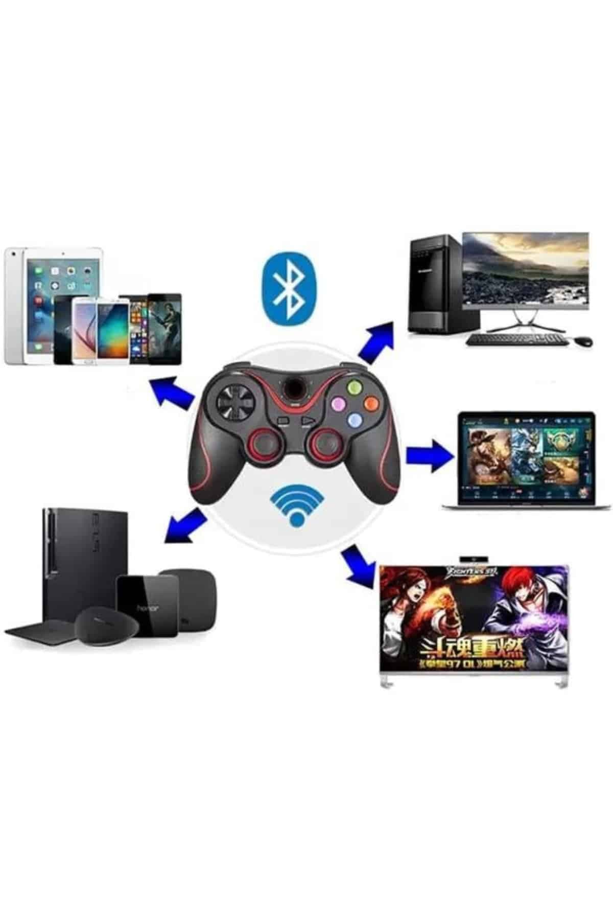 Joystik Gamepad Bluetooth Telefon Tutucu Oyun Kolu Telefon Android Uyumlu 5