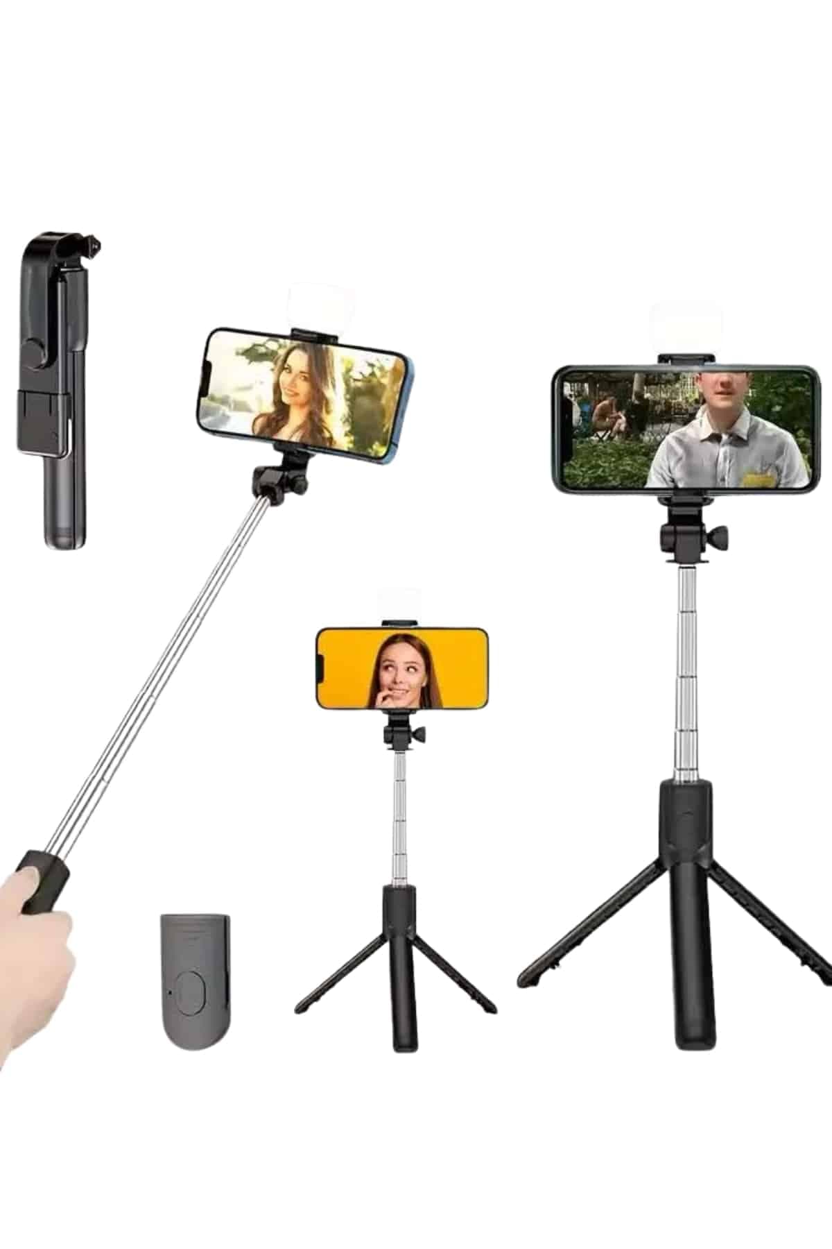 Tripod Selfie Çubuğu Bluetooth Kumandalı Kablosuz Led Işıklı 5