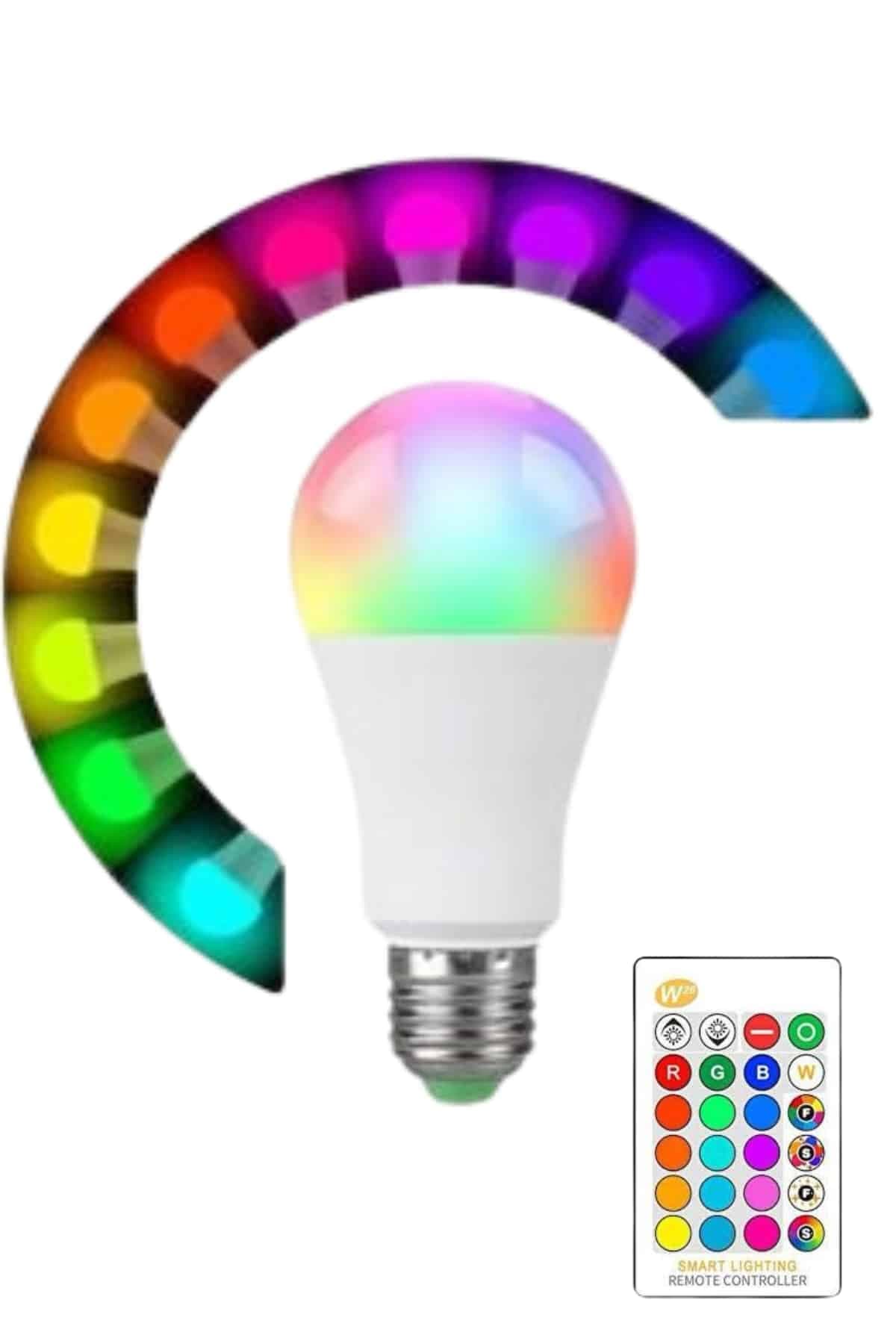 Akıllı RGB Led Ampul Led Uzaktan Kumandalı Renk Değiştiren Ampul 5