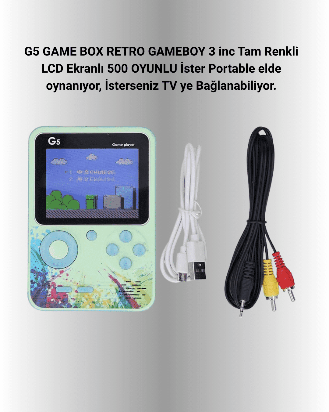 G5-Ateri 3 İnç Renkli LCD Ekranlı Taşınabilir Oyun Konsolu, USB Şarjlı 3