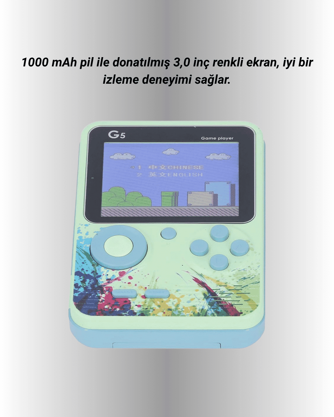 G5-Ateri 3 İnç Renkli LCD Ekranlı Taşınabilir Oyun Konsolu, USB Şarjlı 4