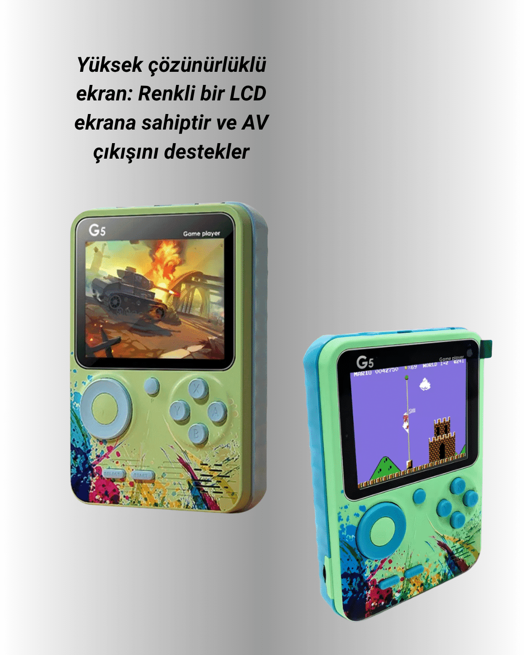 G5-Ateri 3 İnç Renkli LCD Ekranlı Taşınabilir Oyun Konsolu, USB Şarjlı 5