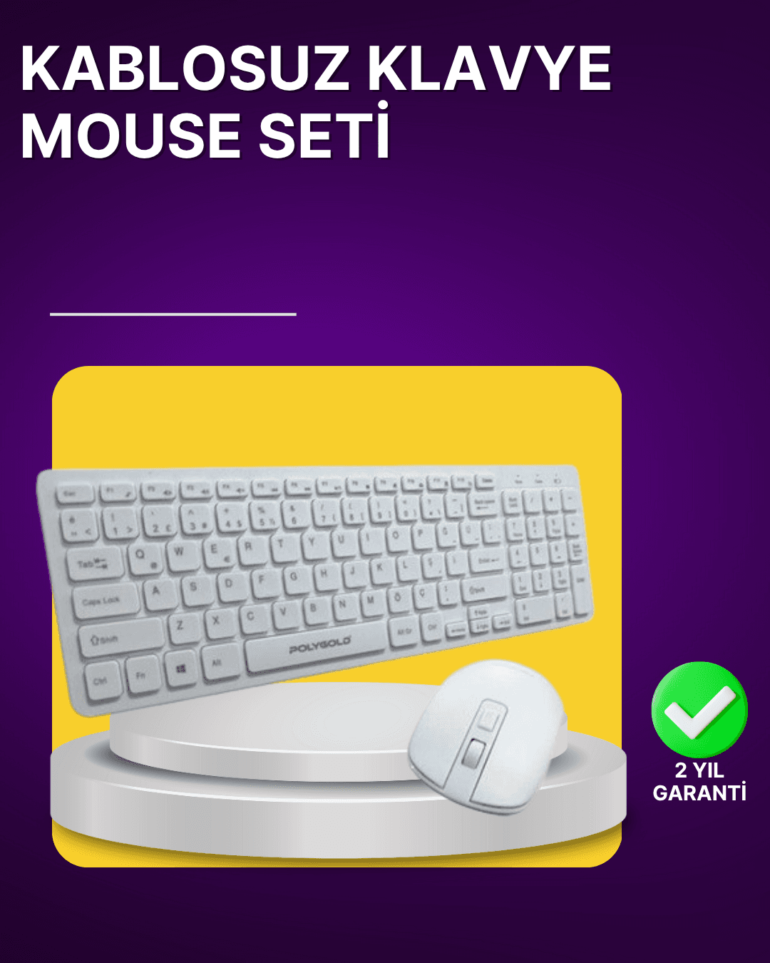 Kablosuz Klavye ve Mouse Seti - Ergonomik Tasarım, Sessiz Tuşlar, 2.4 GHz Bağlantı