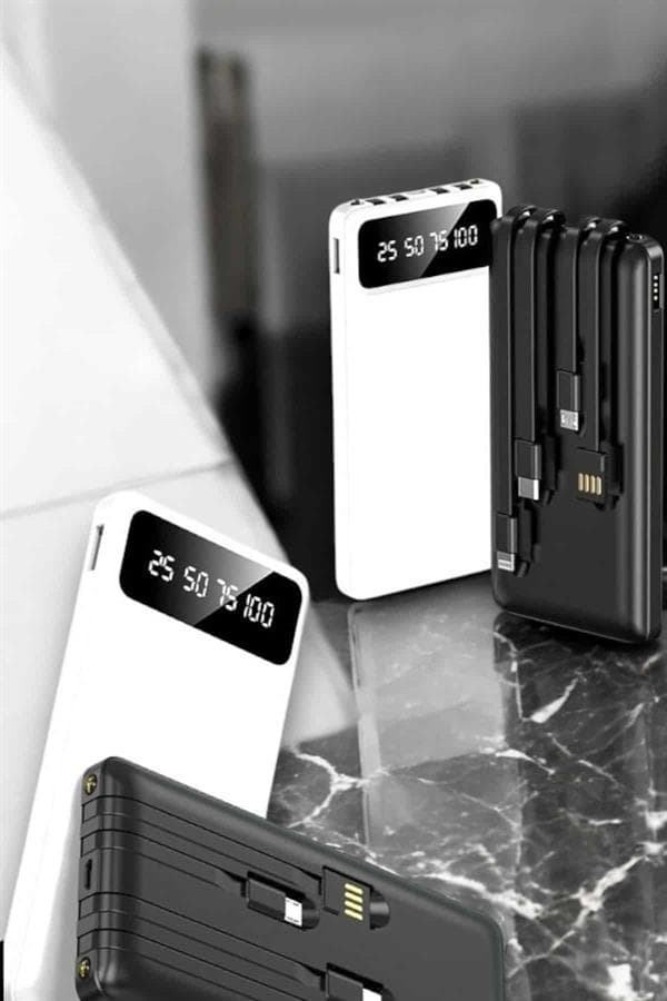20.000 Mah Led Işıklı LCD Ekran USB Girişli Type-C Lightning Powerbank 4