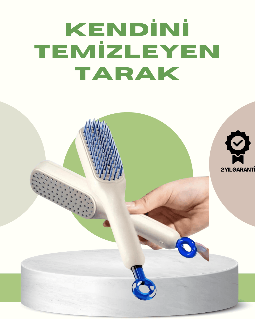 Anti-Statik Saç Tarağı – Kolay Temizlenebilir, Silikon Masaj Uçlu, Kompakt Boyut