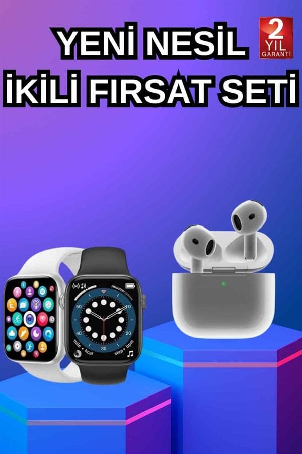 3.Nesil TWS Bluetooth Kulaklık ve Dokunmatik Ekran Akıllı Saat Sesli Görüşme 3