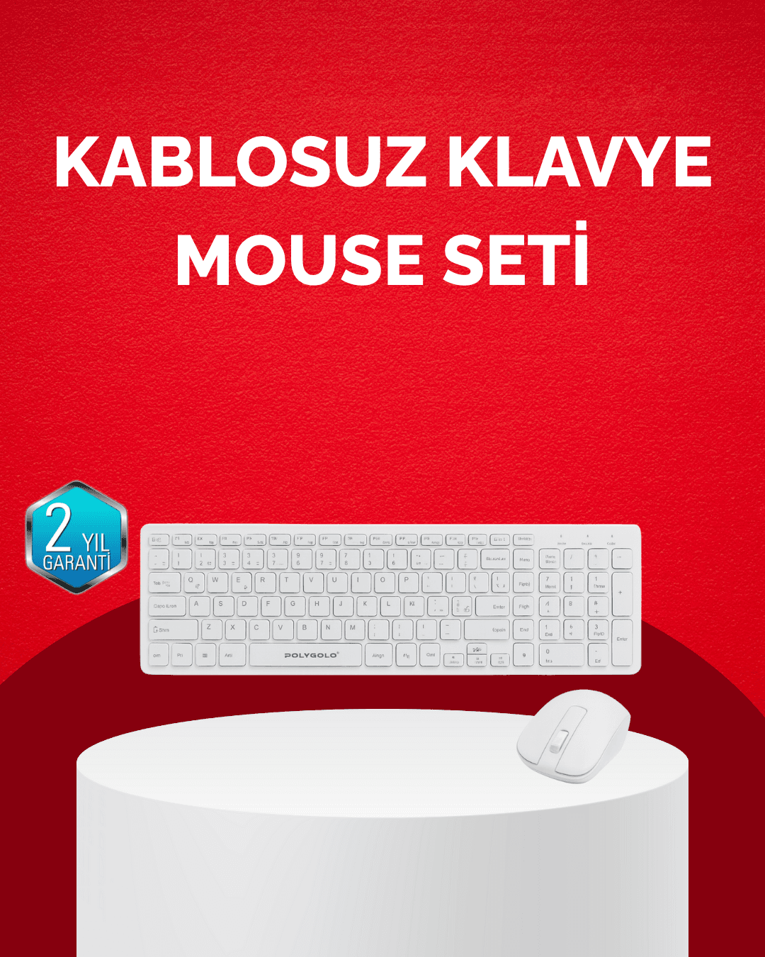 Tam Boy Kablosuz Klavye Mouse Seti Sessiz 2.4 GHz Gelişmiş Bağlantı