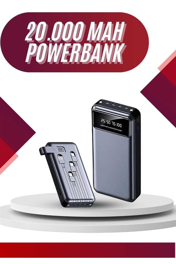 4 Çıkışlı 20.000 Mah Powerbank Uzun Pil Ömürlü Taşınabilir 3