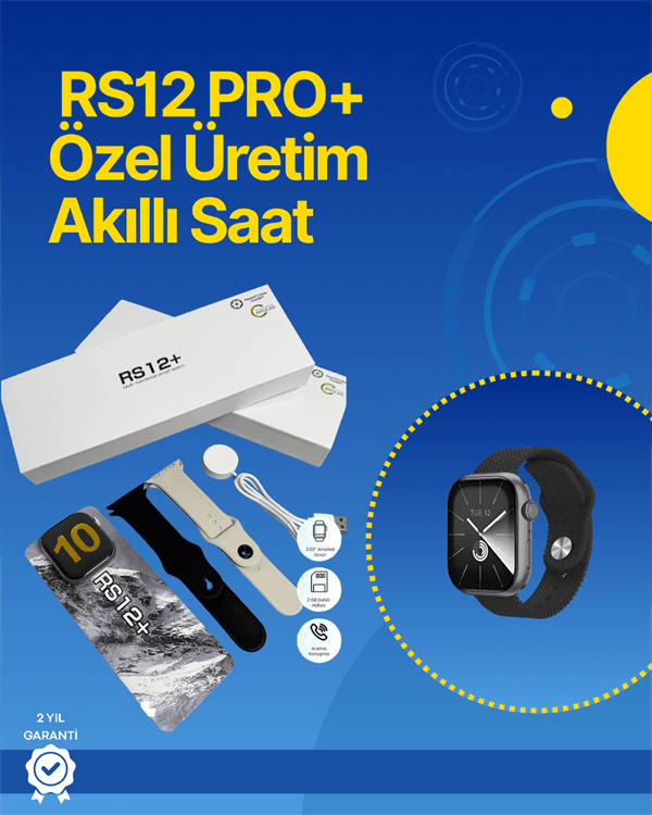 . RS12 PRO+ 2025 Serisi Full Ekranlı Akıllı Saat – 2GB Hafıza, Titanyum Kasa, Suya Dayanıklı, Uzun Şarj Süresi Garantili Model