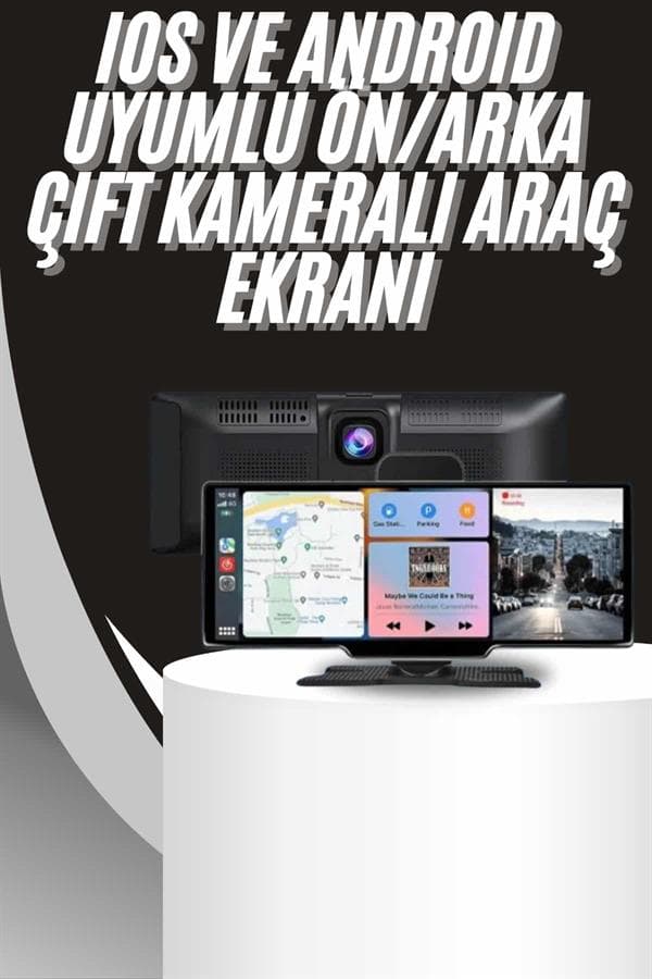 4K 10.2 İnç Çift Kameralı Araç Multimedya Ekranı CarPlay Kablosuz Tüm Cihazlara Uyumlu 3