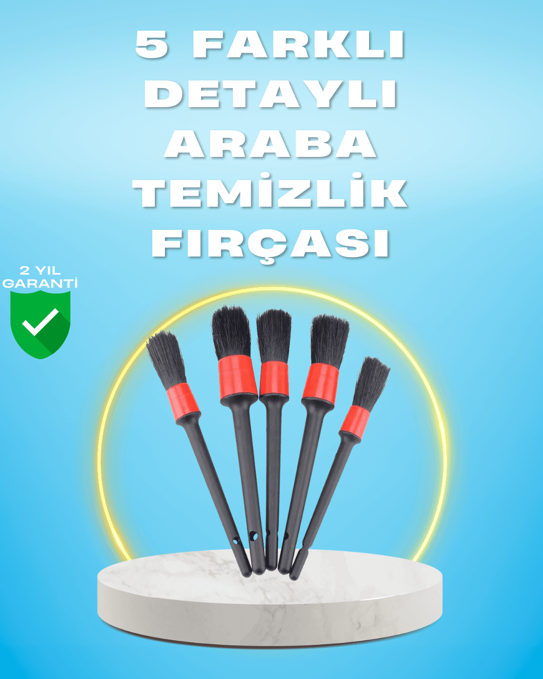 5'li Araba Temizlik Fırçaları-Farklı Boyutlu Fırçalarla Derinlemesine Temizlik