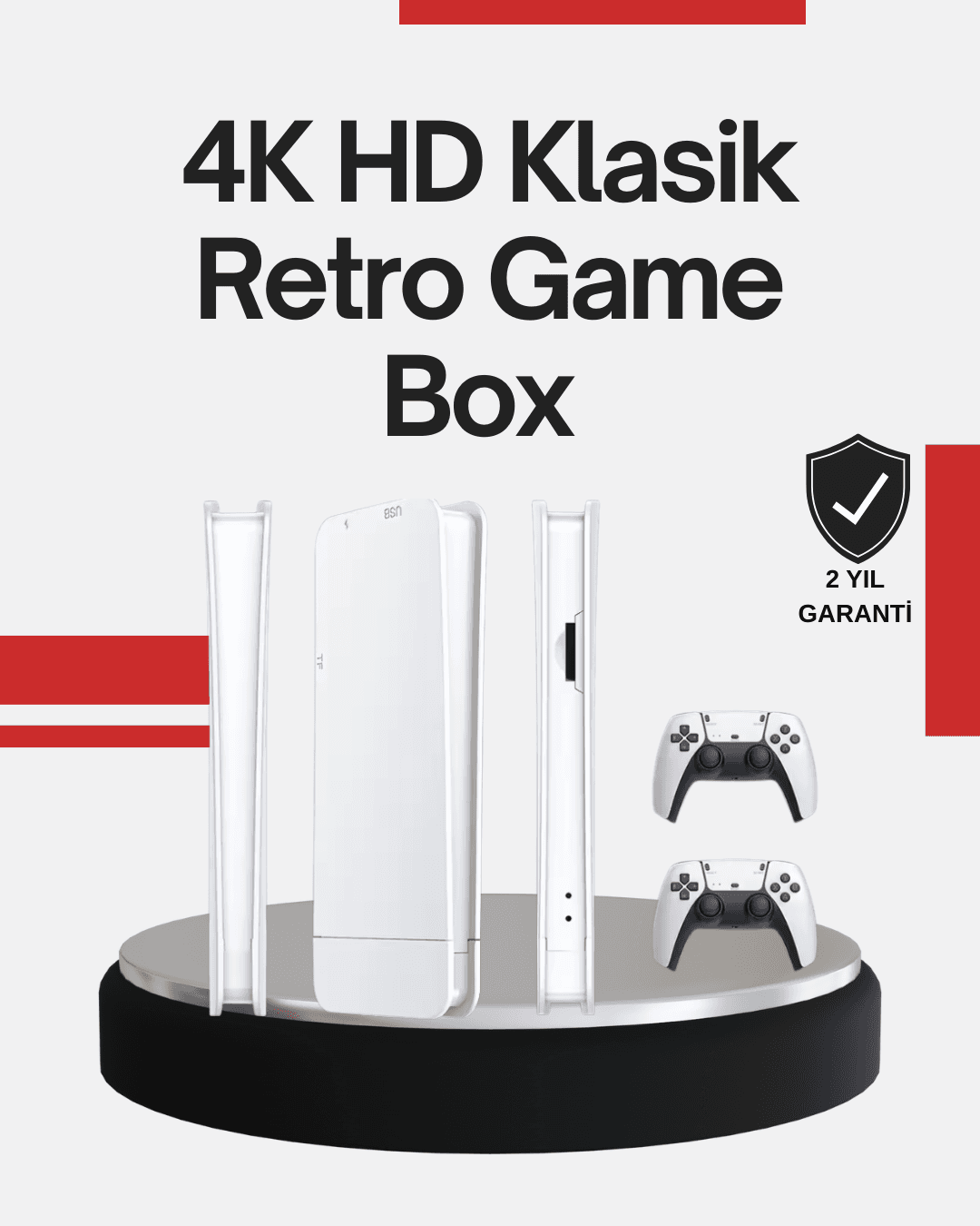2 Kollu Kablosuz 4K TV Uyumlu Klasik Oyun Konsolu