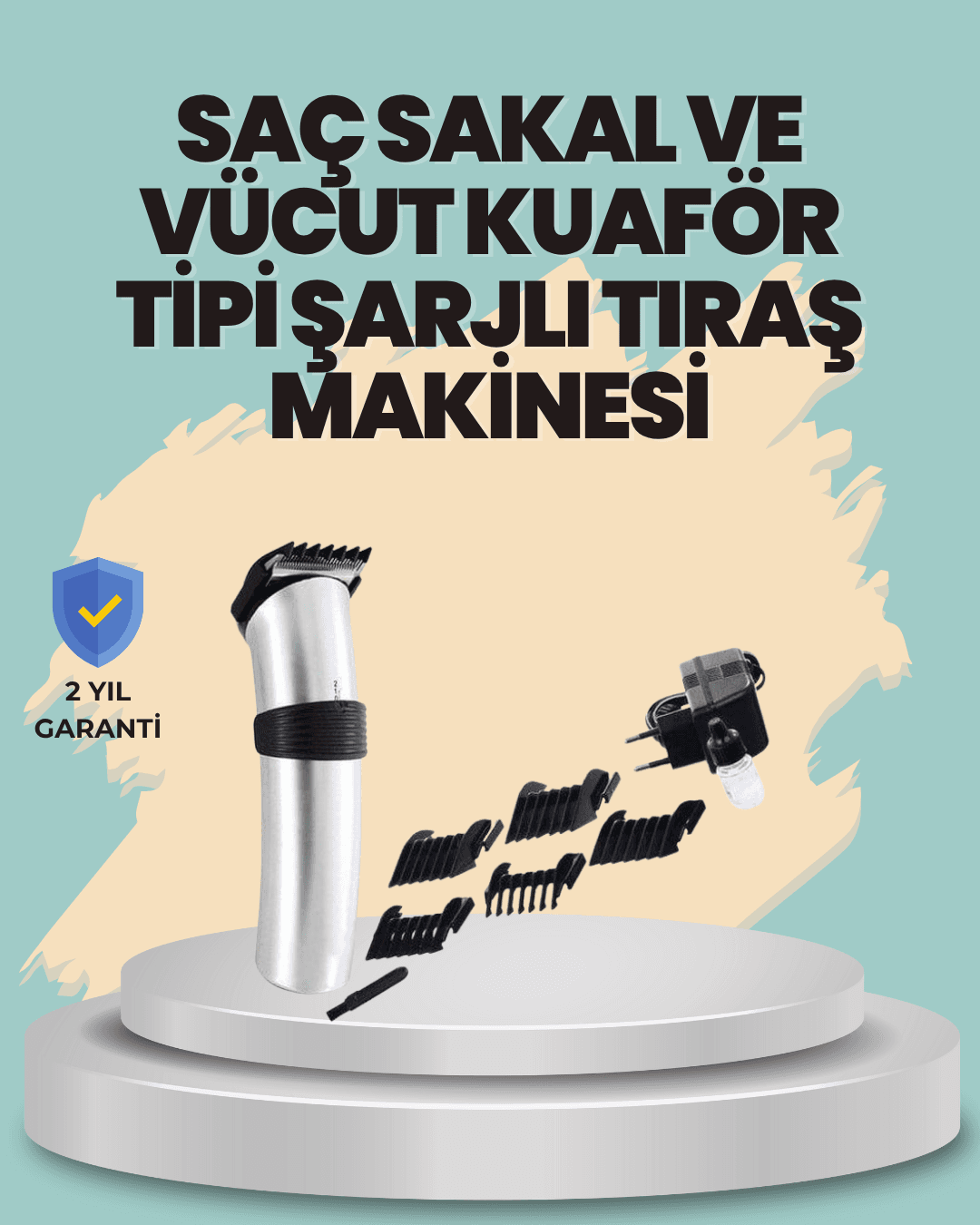 Profesyonel Erkek Tıraş Makinesi – Kablosuz, Paslanmaz Bıçaklı ve Tam Aksesuar