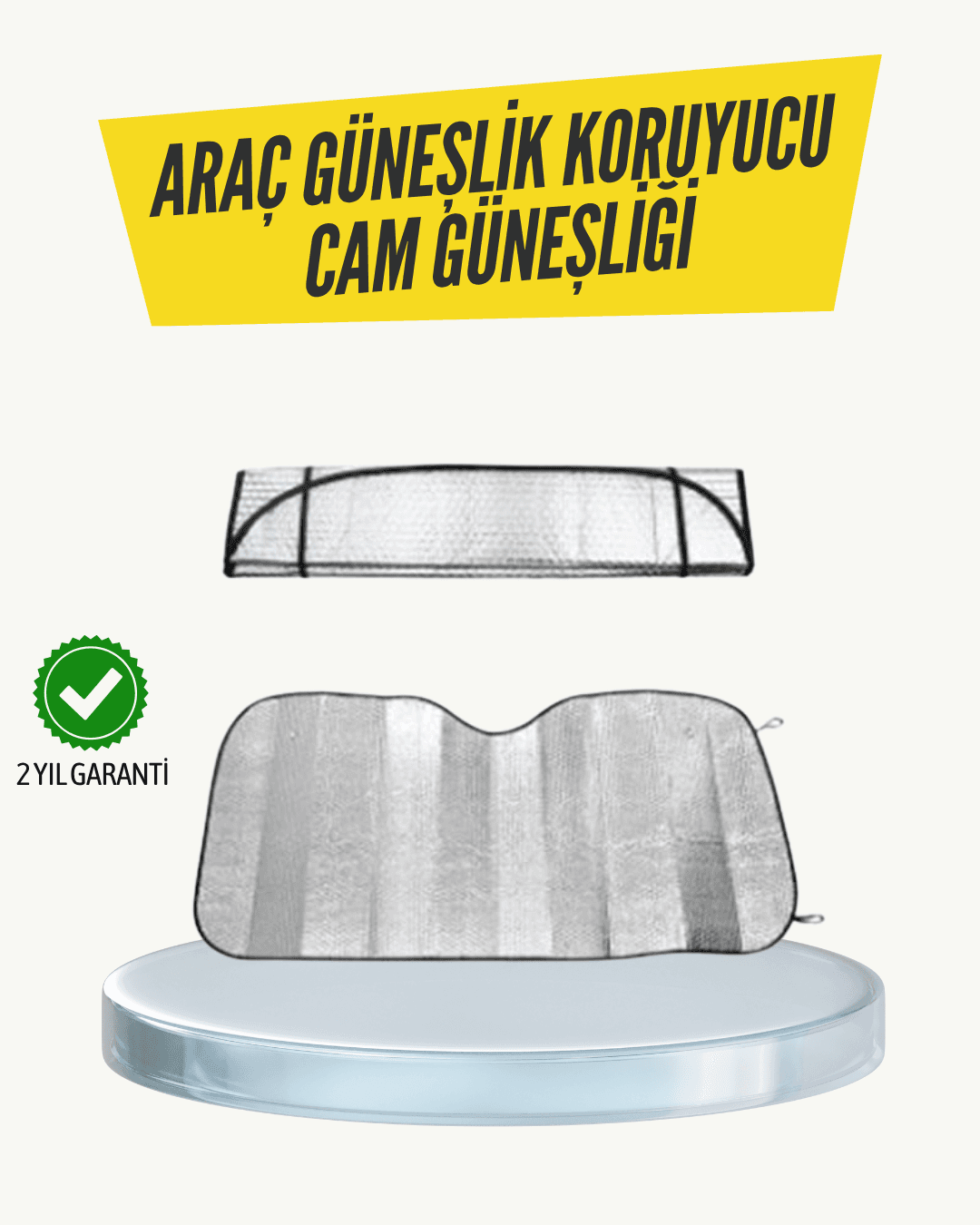 Metalize Reflektörlü Katlanabilir Araç Güneşliği – Yüksek Performanslı Isı ve UV Koruması