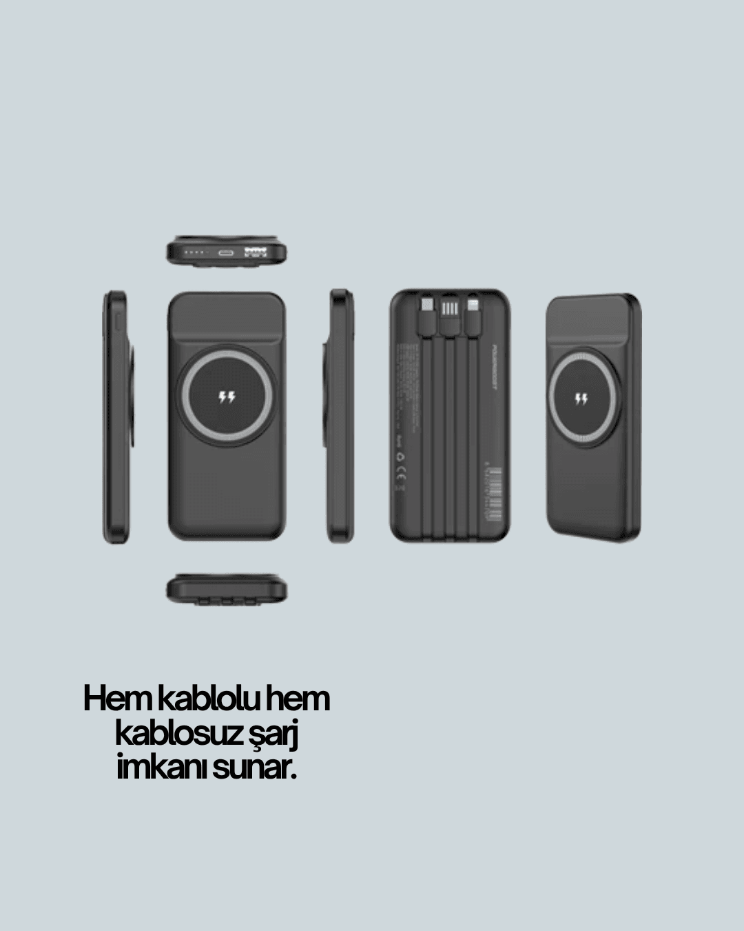 iPhone ve Android Uyumlu 10000mAh Powerbank – Hem Kablolu Hem Kablosuz 3