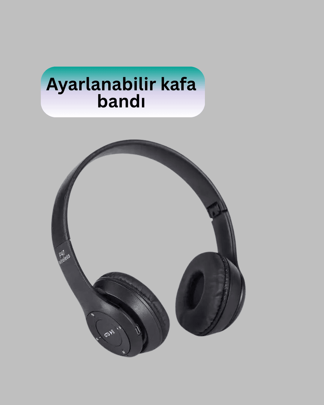 Mikrofonlu Kablosuz Kulaklık | Uzun Pil Ömrü ve Stereo Ses Performansı 4