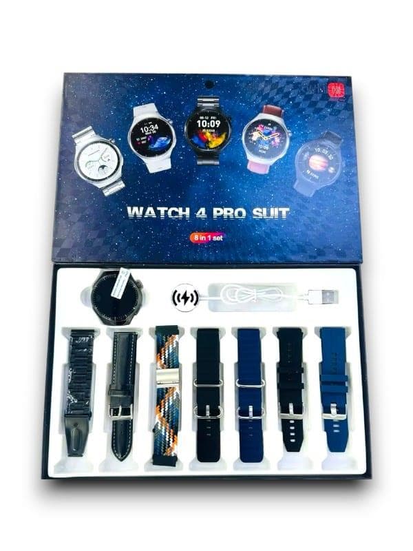 Watch 4 Pro Akıllı Saat 8 Kordonlu Siyah Çelik Kasa Silikon Kordon iOS/Android 4