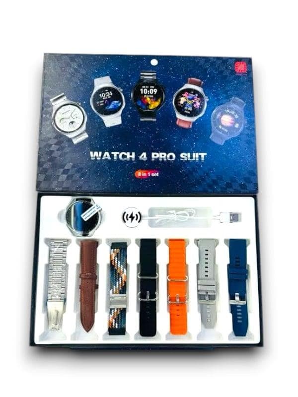 Watch 4 Pro Akıllı Saat 8 Kordonlu Siyah Çelik Kasa Silikon Kordon iOS/Android 6