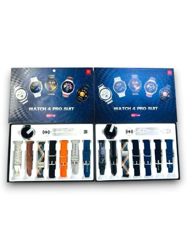 Watch 4 Pro Akıllı Saat 8 Kordonlu Siyah Çelik Kasa Silikon Kordon iOS/Android