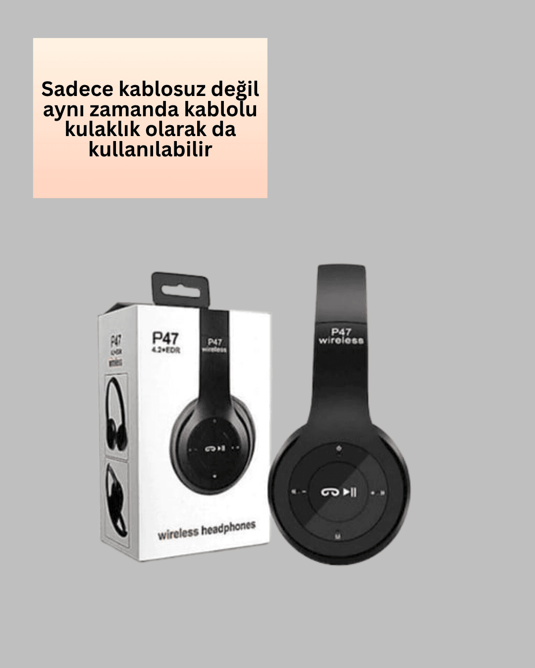 Mikrofonlu Kablosuz Kulaklık | Uzun Pil Ömrü ve Stereo Ses Performansı 5