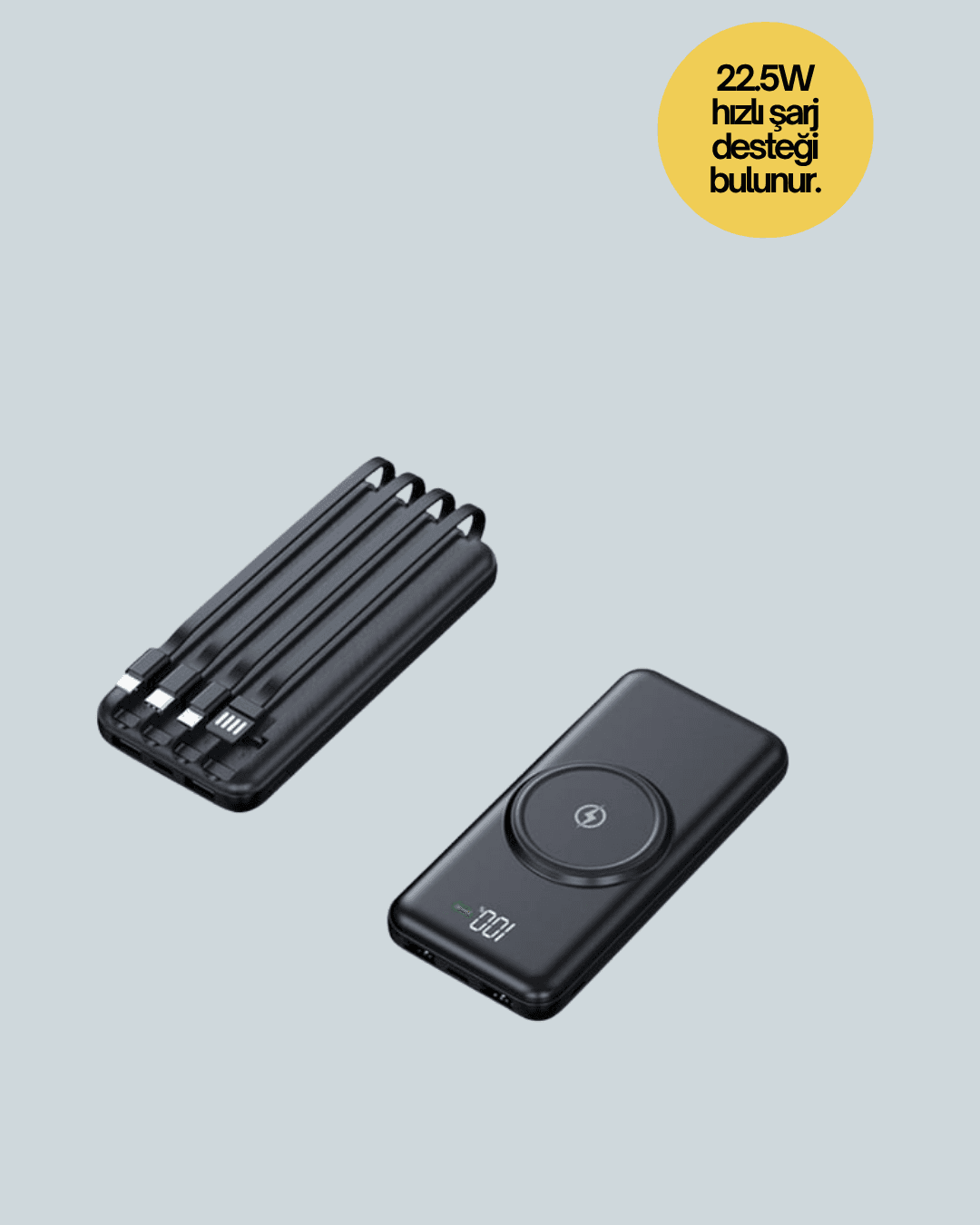 iPhone ve Android Uyumlu 10000mAh Powerbank – Hem Kablolu Hem Kablosuz 5