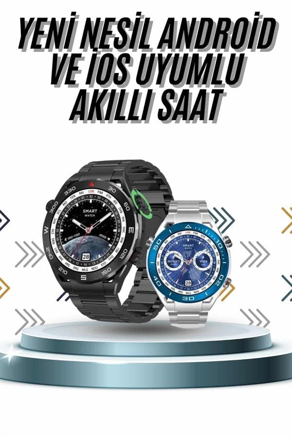 Akıllı Saat 1.62 İnç Ultimate Nabız Sensörlü Sesli Görüşme Yapabilen 3