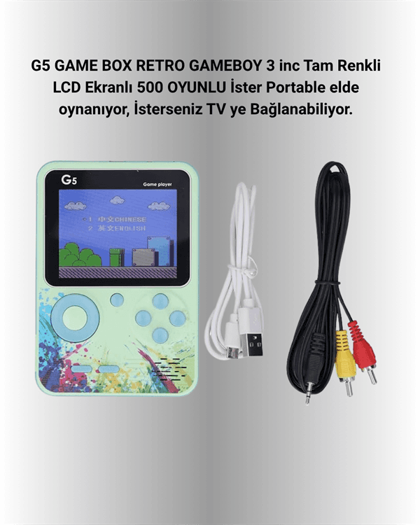 G5-Ateri 3 İnç Renkli LCD Ekranlı Taşınabilir Oyun Konsolu, USB Şarjlı