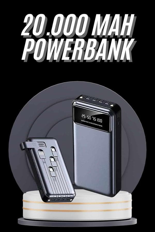 Hızlı Şarj Özellikli 20.000 Mah Dijital Göstergeli USB Girişli Android ve İOS Uyumlu Powerbank 3