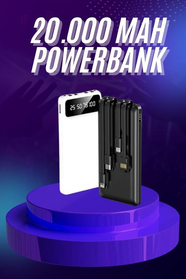 Powerbank 20.000 MAH Hızlı Şarj Özellikli Taşınabilir USB Girişli 3