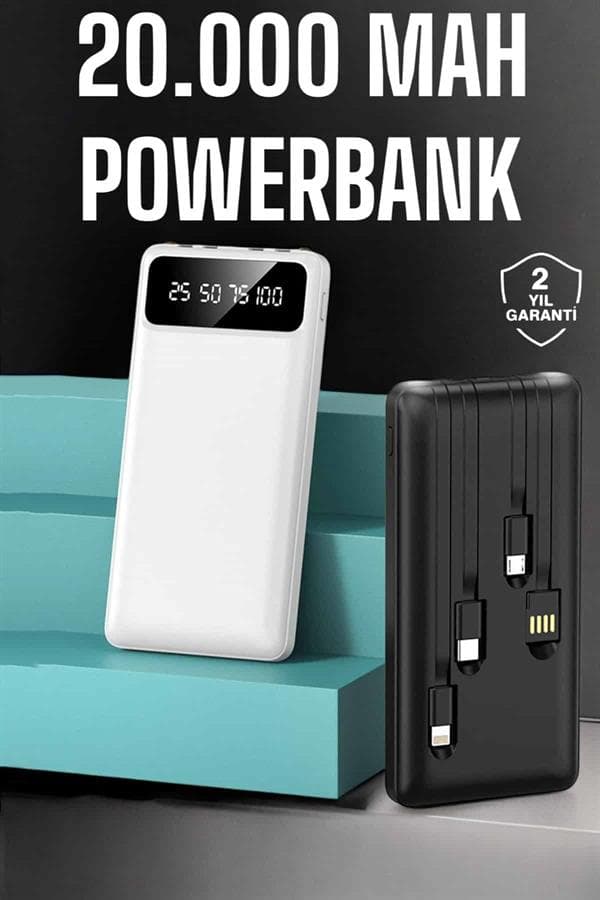 Powerbank 20.000 Mah Dijital Göstergeli LCD Ekran Uzun Pil Ömrü 3