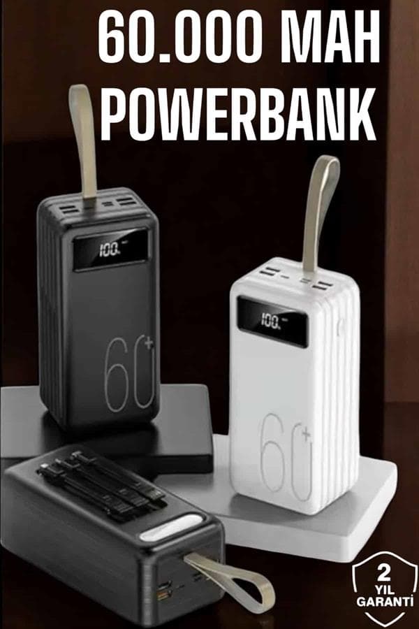 Powerbank 60.000 MAH Dijital Göstergeli 4 Portlu Taşınabilir 3