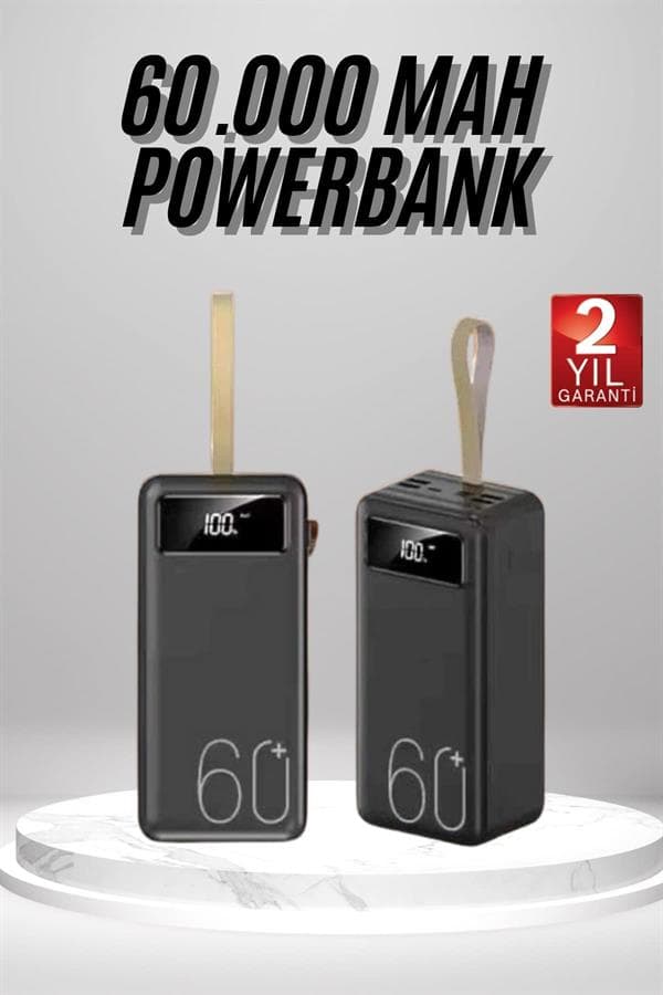 Powerbank 60.000 Mah Taşınabilir Şarj Hızlı El Fenerli Dijital Göstergeli 3
