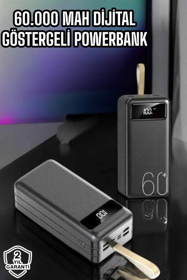 Powerbank 60.000 Mah Hızlı Şarj 4 Çıkışlı Uzun Şarj Süreli Dijital Göstergeli 3